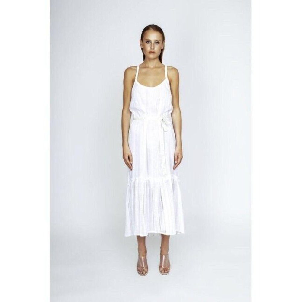 Lemlem Kelali Sun Dress White Maxi Semi Sheer Boho - Picture 6 of 11